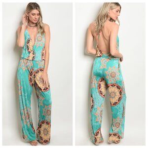 🔥LAST ONE🔥GREEN MULTI COLOR JUMPSUIT